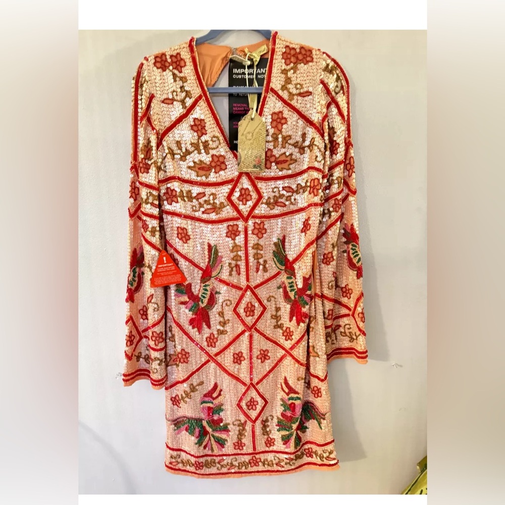 Frock and Frill Pink Sequin Mexican Look Dress UK Size 8 or a US Size 4